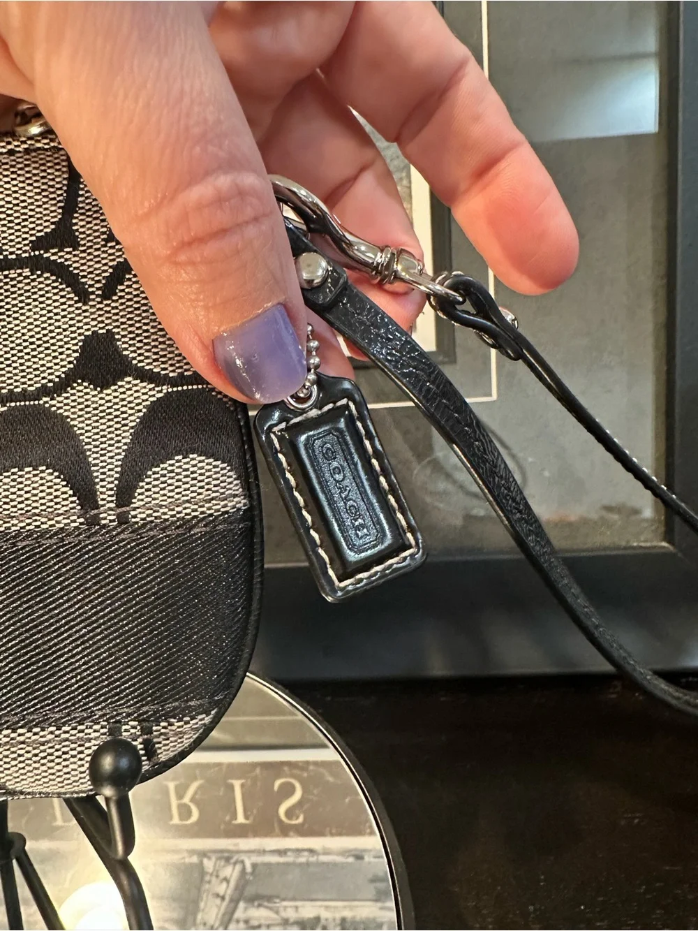 Coach Signature Canvas Wristlet Black Gray - Picture 5 of 12